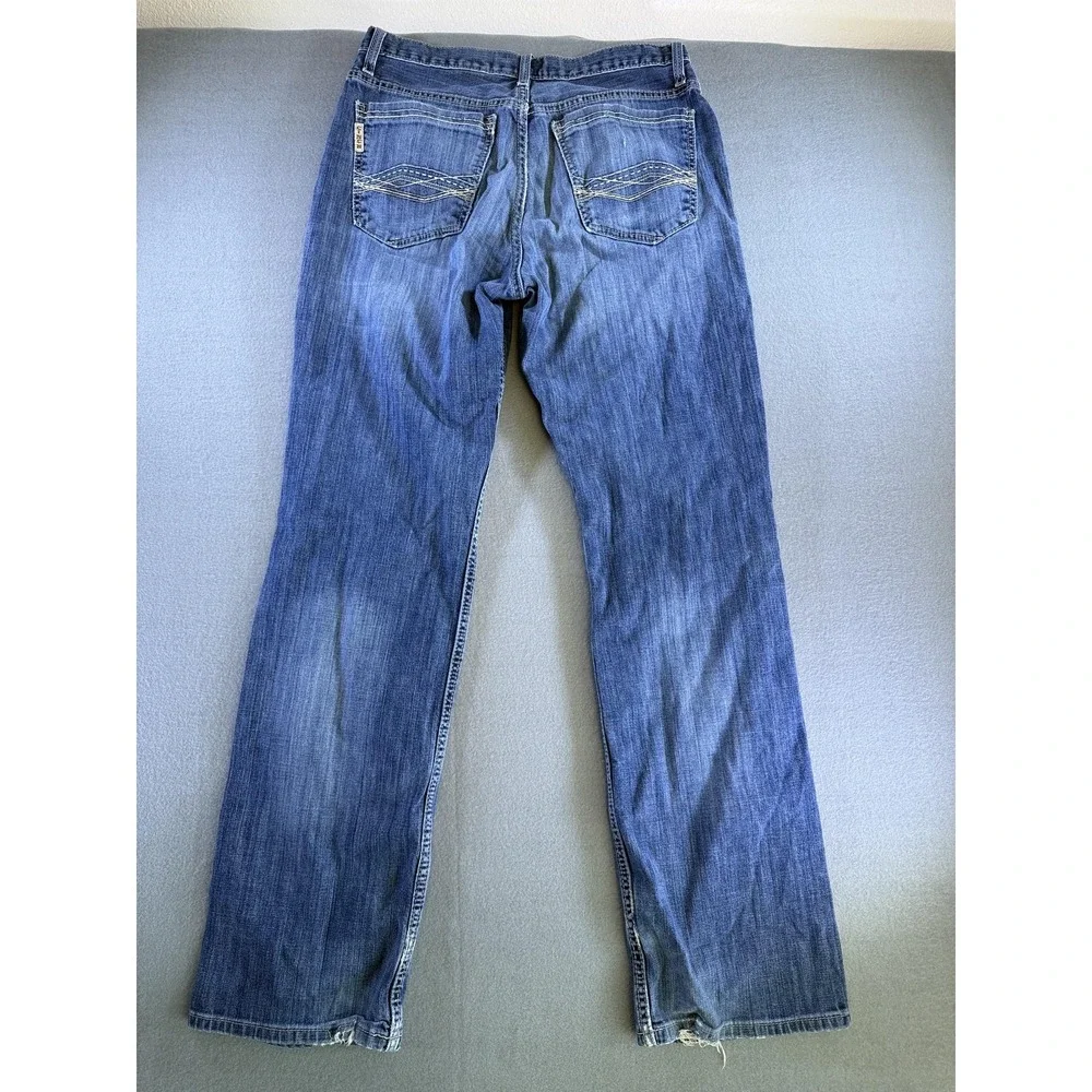 Cinch Grant Jeans Mens 30x34 Medium Wash Blue Relaxed Bootcut Distressed Denim